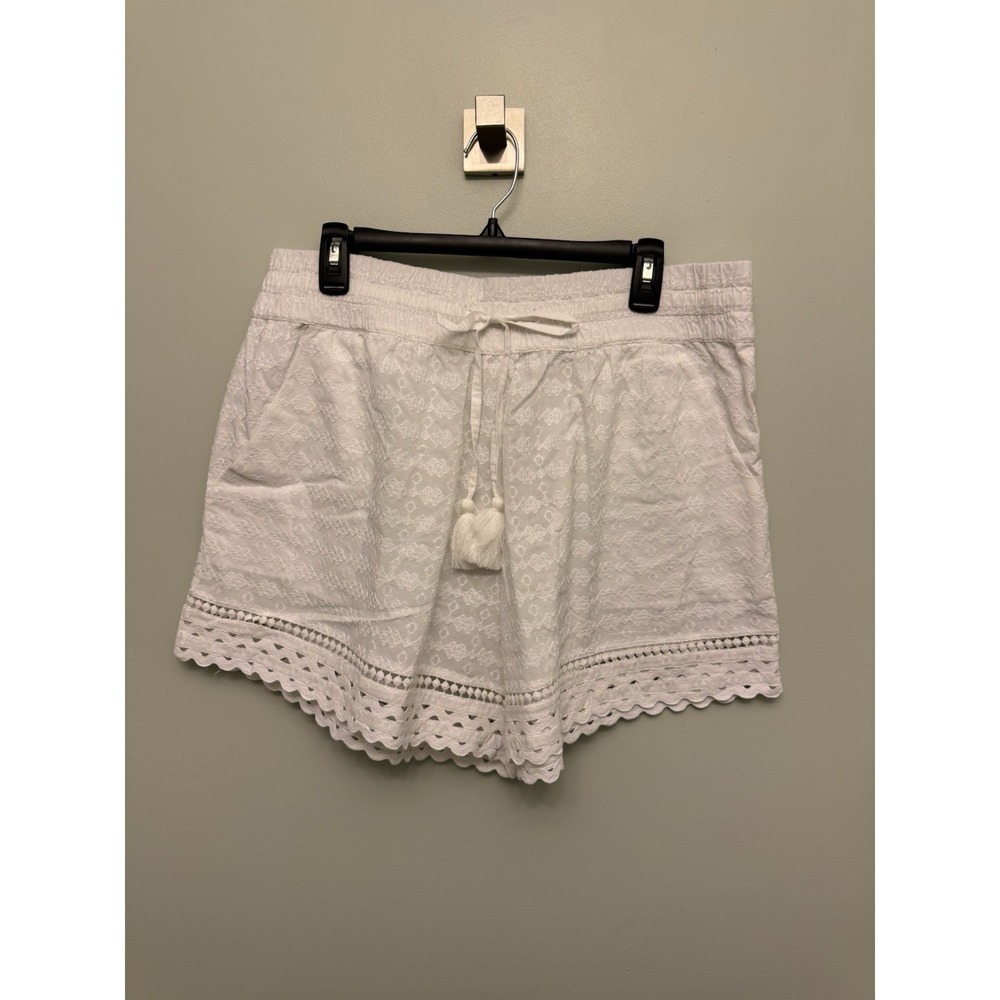 Veronica Beard Tijana Shorts Women's Size XL White Embroidered Scalloped Tassel‎ - Picture 4 of 13